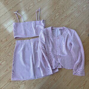 Baby Pink Vintage Top Skirt Jacket 3 piece Set Medium